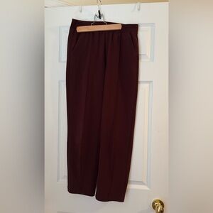LOFT Pintucked Tapered Pants in Crepe in Red Raisin